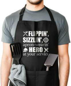 Flippin', sizzlin', apron-wearin' hero at your service -BBQ Apron