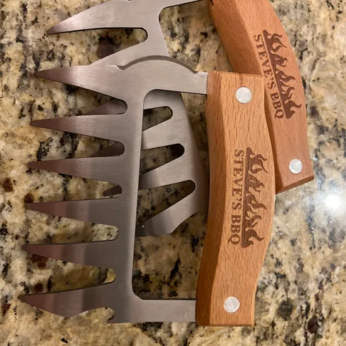 Personalized BBQ Meat Claw Shredders, Wooden Meat Claws, Stainless Steel BBQ Tools, BBQ Meat Lovers Gift, Set of 2 Meat Claws, Gift for Him photo review