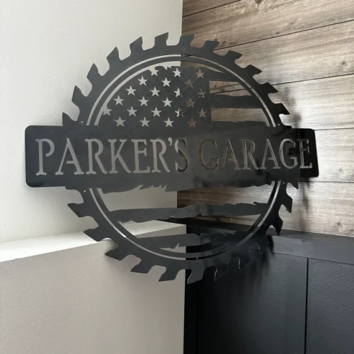 Custom American Flag Workshop Sign | Metal Shop Sign | Free Shipping | Dad Shop | Garage Sign | USA | Freedom | Saw blade | Christmas photo review