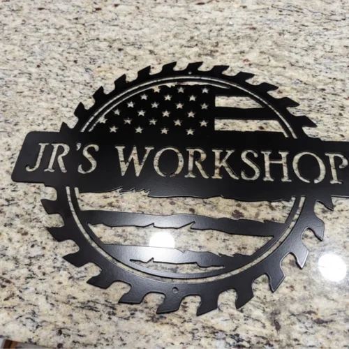 Custom American Flag Workshop Sign | Metal Shop Sign | Free Shipping | Dad Shop | Garage Sign | USA | Freedom | Saw blade | Christmas photo review