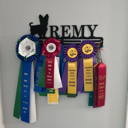 Pet Award Hanger Monogram - 12 Rungs for medals & Ribbons, metal sign, art, wall decor photo review